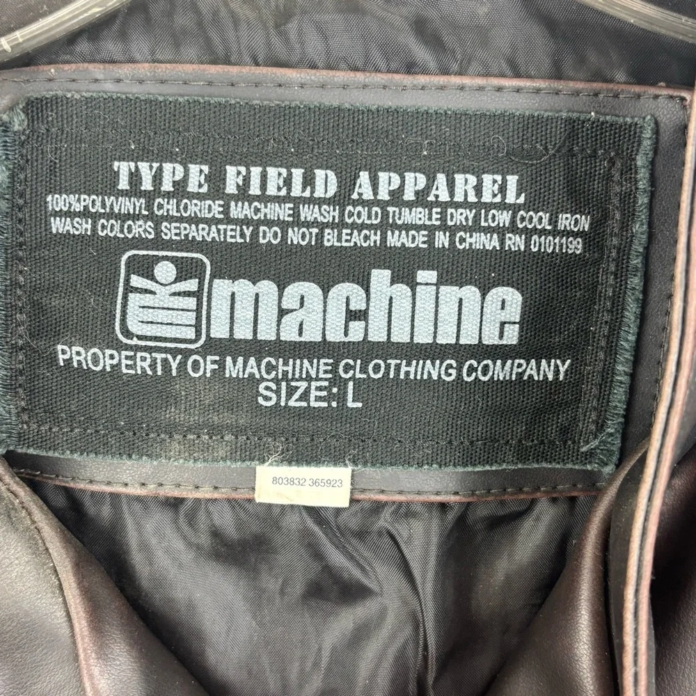 Machine Faux Leather Two-Tone Black and Tan Bomber/Biker Jacket Size L Outdoor
